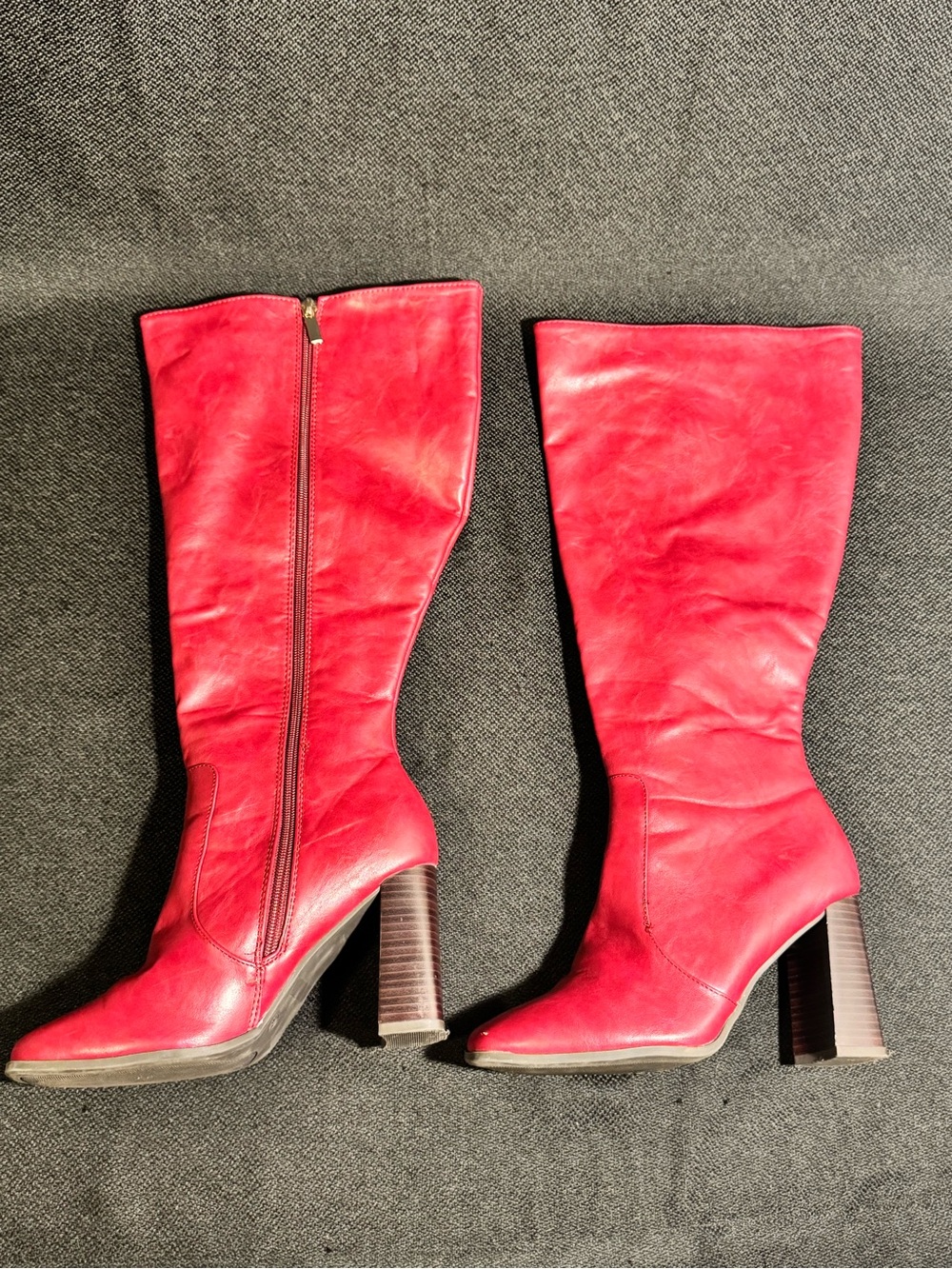 Journee Collection Karima 7.5 XWC Red Knee High Block Heel Boots Womens